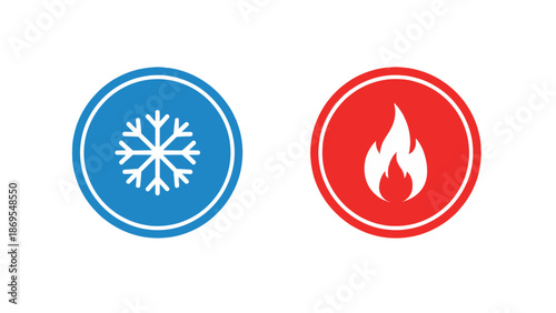 Contrasting Temperature Icons Snowflake and Flame Symbols.