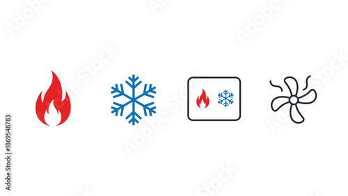 Contrasting Temperature Icons Snowflake and Flame Symbols.