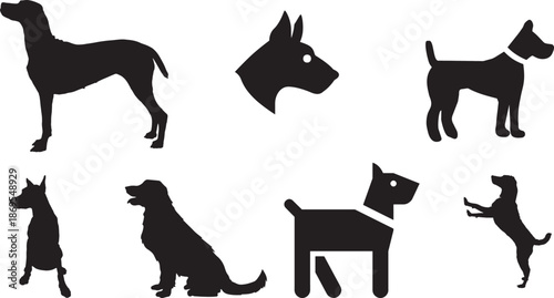 Dog and Wolf Silhouettes Animal Pet Vector Collection Wildlife Black Icons