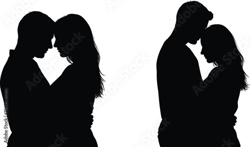 An intimate embrace captured in silhouette, symbolizing love and connection between a couple.