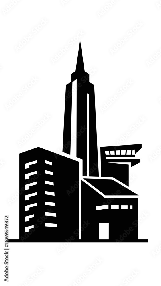 Obraz premium Black Silhouette of Modern City Buildings 20.