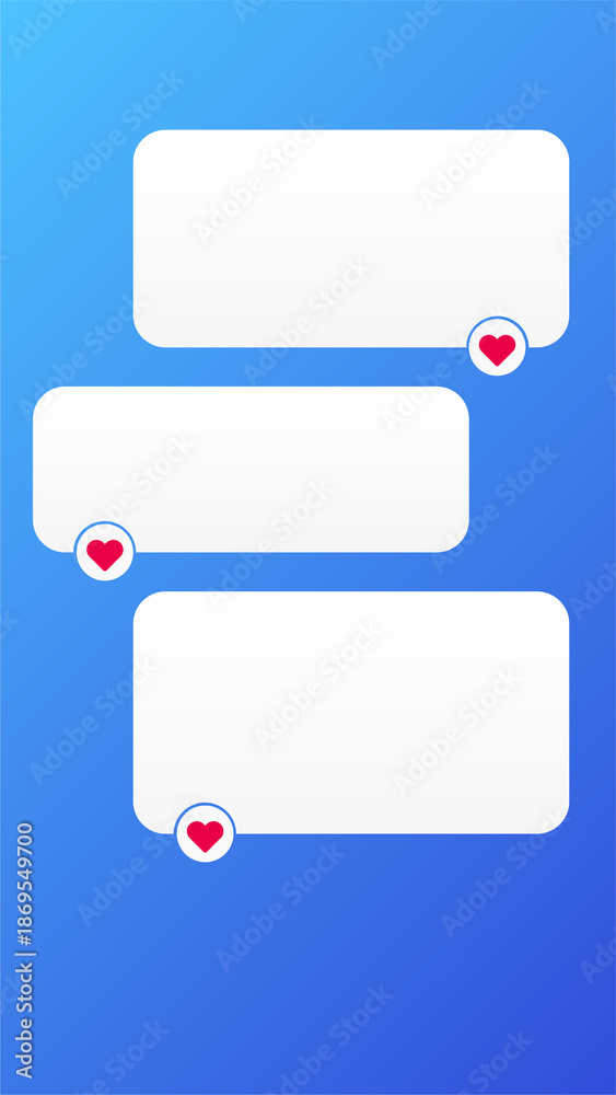 Obraz premium Social Media Feedback Text Blocks With Heart Icon Template on a Soft Blue Background. 