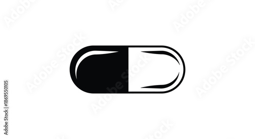 Abstract capsule shape in black and white a striking graphic silhouette