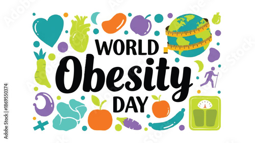 World Obesity Day Awareness Campaign Illustration.