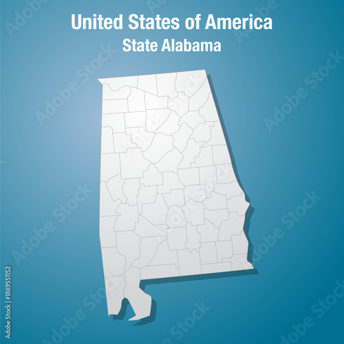 Alabama state divided into counties, the USA