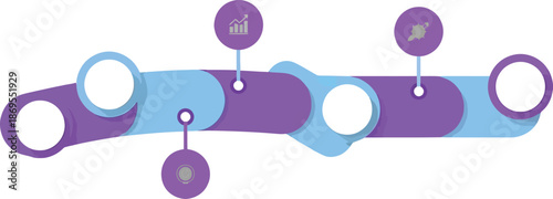 Business Infographic Illustration: A modern infographic illustrating strategic steps, processes, and interconnected circles with placeholders for essential data.