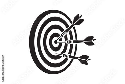 Target with arrow hitting the bullseye vector art illustration