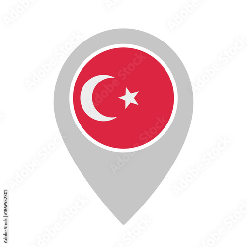 Turkey Location Pin Icon with National Flag