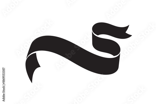 A flowing ribbon silhouette vector illustration