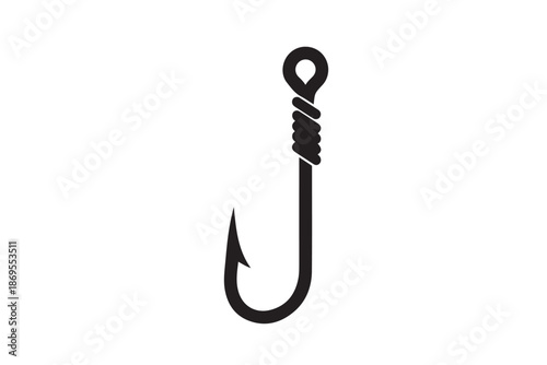 Fishing hook sharp silhouette vector art on white background