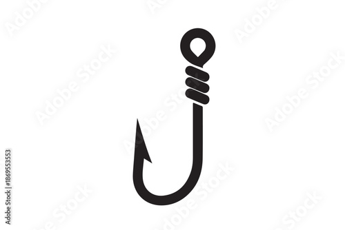 Fishing hook sharp silhouette vector art on white background