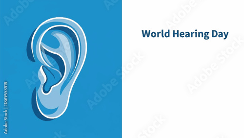 Stylized Ear Illustration for World Hearing Day Awareness.