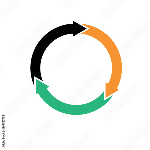 Circle arrow. Round reload sign, repeat icon, rotate arrow symbol, Vector illustration