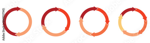 Circle diagram infographic set. Rotation round cycle vector scheme process template. 2, 3, 4, 5 parts.