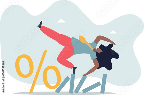 Interest rate and inflation percent impact economy and investment market, federal reserve monetary policy concept.life and employment of people.