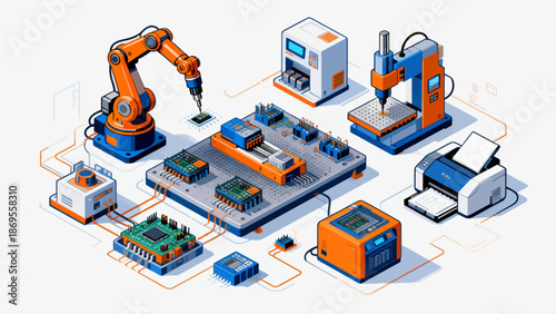 Industrial robotic assembly and electronics