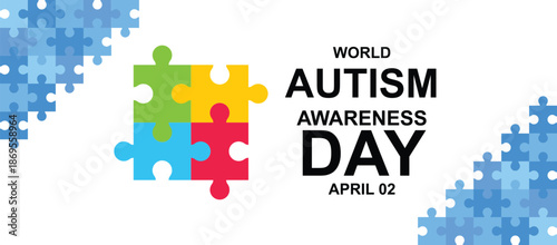 World Autism Awareness Day Banner with Puzzle Piece Symbol vector