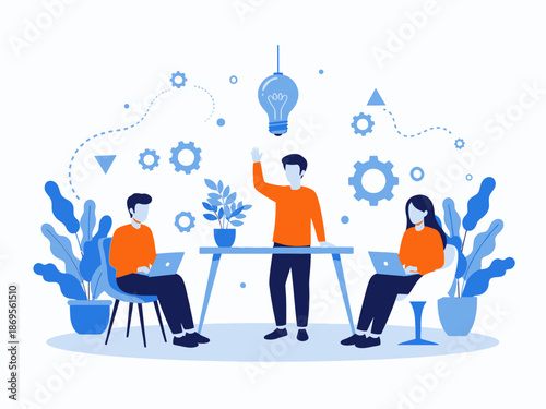 Business team brainstorming with ideas and solutions in a meeting room setting