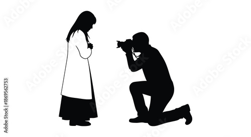 Photographer capturing a model in a striking black silhouette