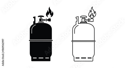 Two propane tank representations one solid one outline a striking silhouette