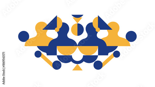 Abstract Geometric Shapes in Blue Yellow Design.