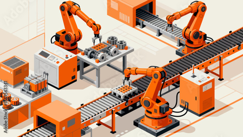 Industrial robotic assembly line