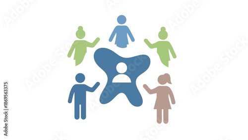 Group of People Surrounding a Person Icon.