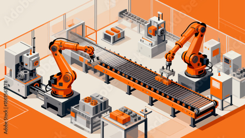 Industrial robotic assembly line