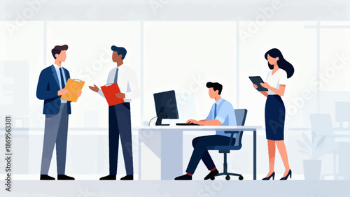 Office workers in a modern workspace