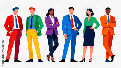 Colorful business suits on animated people