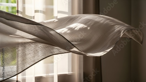 Curtain fabric moving with wind (blur motion).