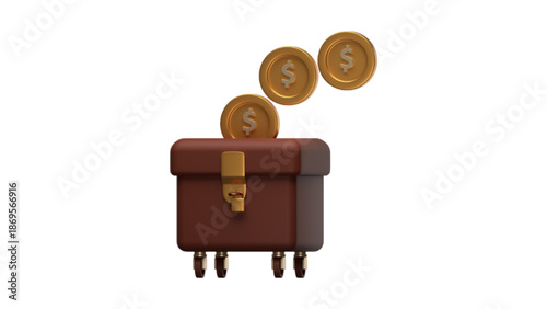 Vector Illustration of Treasure Chest with Falling Gold Coins