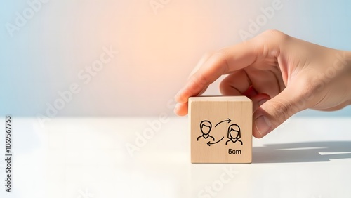 man women height deference wooden block