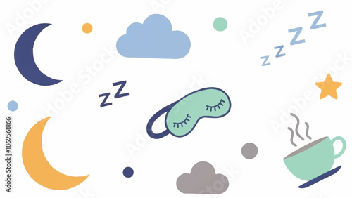 Collection of Sleep and Relaxation Icons for Nighttime.