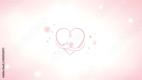 Vector illustration of a pink heart background with romantic patterns for a happy Valentine's Day greeting card design featuring symbols of love and passion for a wedding celebration or holiday