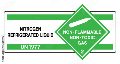 Nitrogen Refgigerated Liquid UN 1977 Symbol Sign, Vector Illustration, Isolate On White Background, Label.EPS10