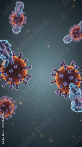 Microscopic Virus Immune Cell Interaction
