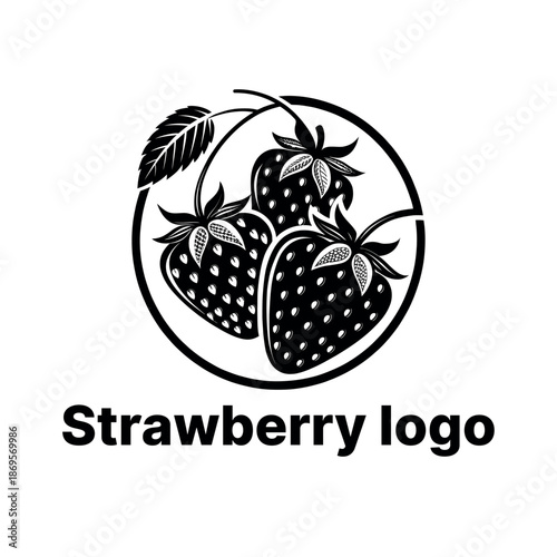 strawberry logo design silhouette vector line art logo design
