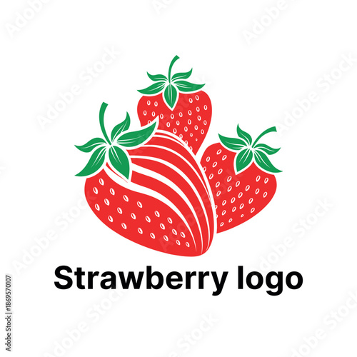 strawberry logo design silhouette vector line art logo design