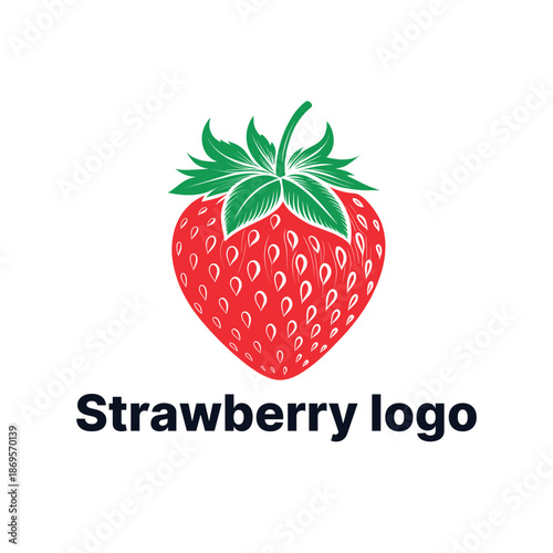strawberry logo design silhouette vector line art logo design