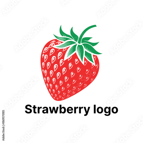 strawberry logo design silhouette vector line art logo design