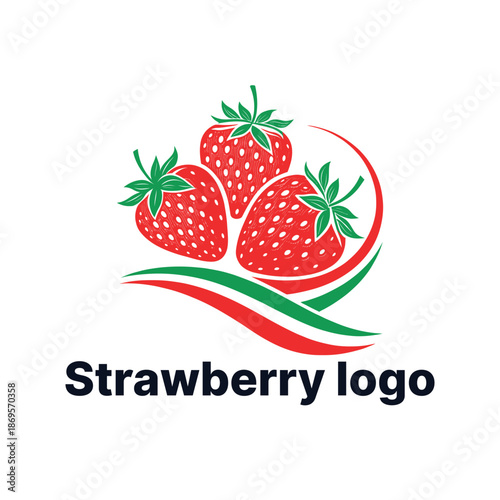 strawberry logo design silhouette vector line art logo design