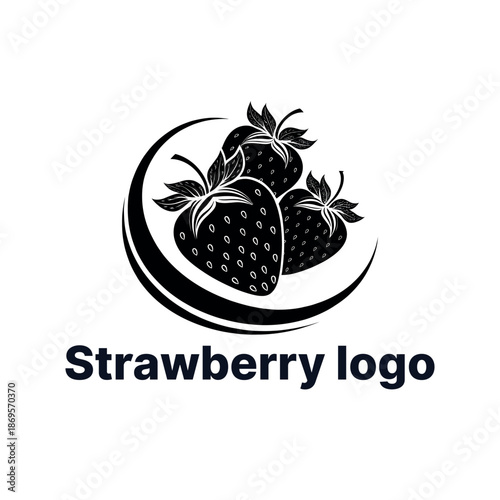 strawberry logo design silhouette vector line art logo design