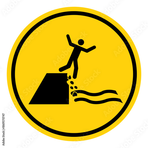 Keep Out Unstable Cliff Symbol Sign, Vector Illustration, Isolate On White Background Label. EPS10