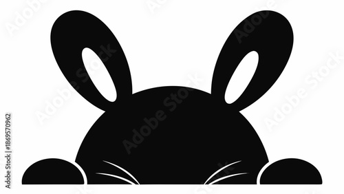 Cute bunny face with big ears peeking out