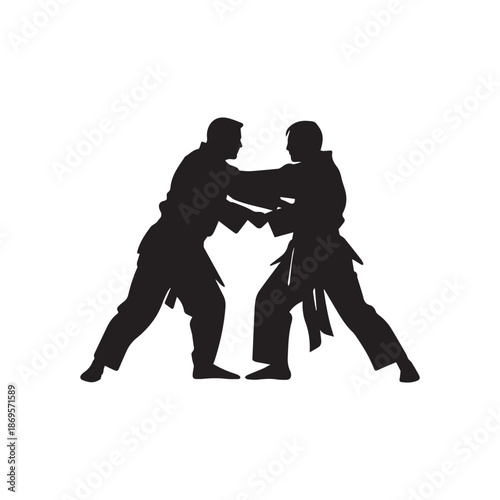 Martial arts fighter. Silhouette of a karate man. Vector illustration.