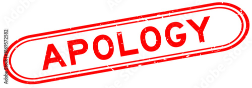 Foto Grunge red apology word rubber seal stamp on white background