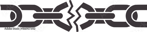 Broken gray chain link symbol metal connection