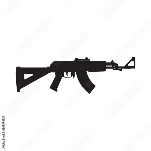 Machine gun a k 47 icon. Vector illustration. Isolated on white background.