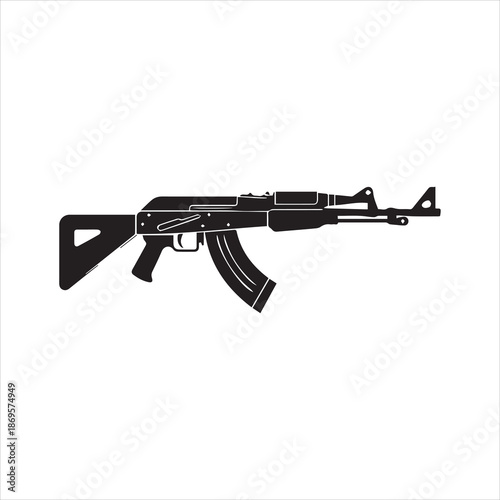 Machine gun a k 47 icon. Vector illustration. Isolated on white background.